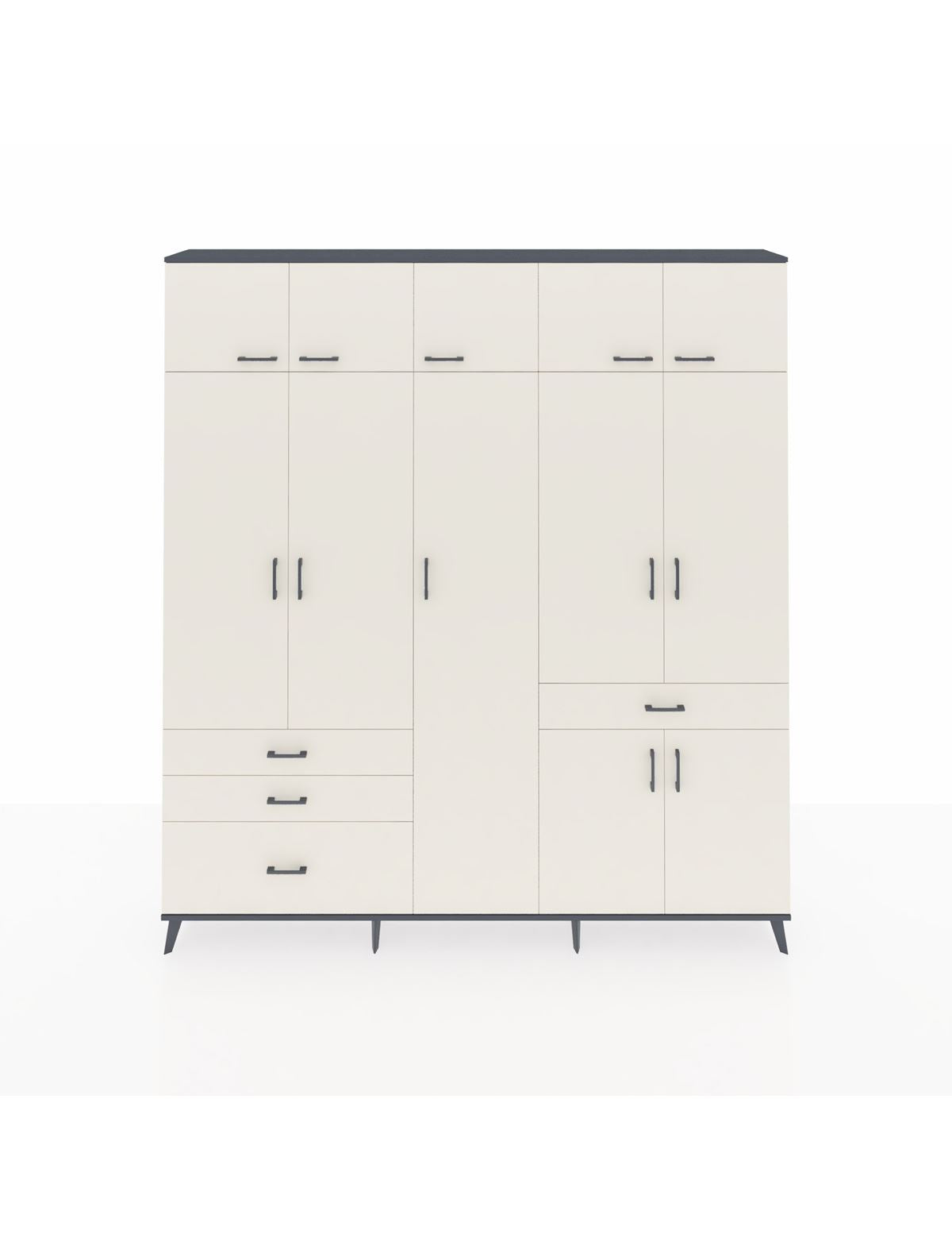 Arges Gardrop 11 Raflı 4 Çekmeceli 2 Askılı 220x30x243 Antrasit-Aytaşı