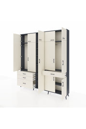 Arges Gardrop 11 Raflı 4 Çekmeceli 2 Askılı 220x30x243 Antrasit-Aytaşı