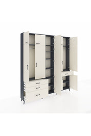 Arges Gardrop 11 Raflı 4 Çekmeceli 2 Askılı 220x30x243 Antrasit-Aytaşı