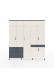 Arges Dolap 11 Raflı 4 Çekmeceli 2 Askılı 220x30x243 Antrasit-Aytaşı/Antrasit