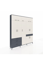Arges Dolap 11 Raflı 4 Çekmeceli 2 Askılı 220x30x243 Antrasit-Aytaşı/Antrasit