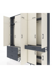 Arges Dolap 11 Raflı 4 Çekmeceli 2 Askılı 220x30x243 Antrasit-Aytaşı/Antrasit