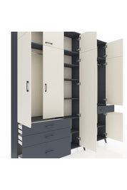 Arges Dolap 11 Raflı 4 Çekmeceli 2 Askılı 220x30x243 Antrasit-Aytaşı/Antrasit