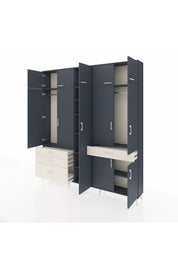 Arges Dolap 11 Raflı 4 Çekmeceli 2 Askılı 220x30x243 Antrasit-Antrasit/Aytaşı