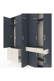 Arges Dolap 11 Raflı 4 Çekmeceli 2 Askılı 220x30x243 Antrasit-Antrasit/Aytaşı