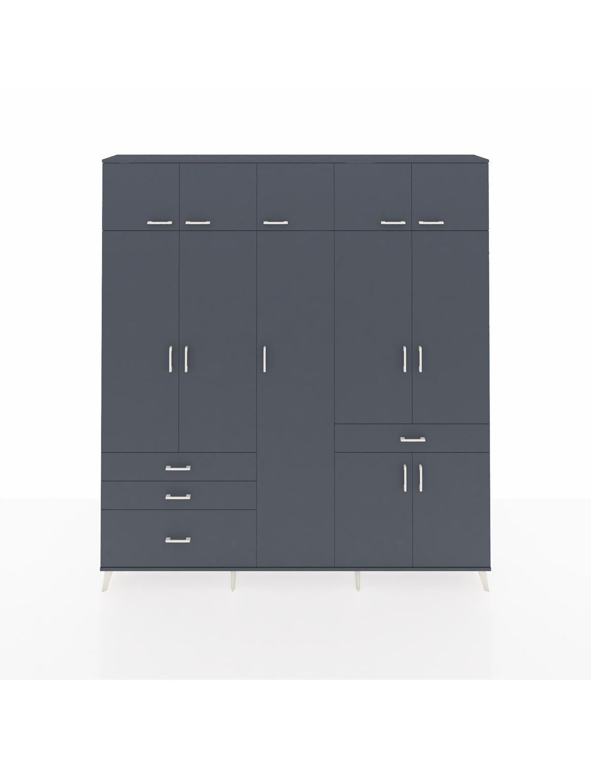 Arges Gardrop 11 Raflı 4 Çekmeceli 2 Askılı 220x30x243 Antrasit-Antrasit