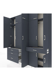 Arges Gardrop 11 Raflı 4 Çekmeceli 2 Askılı 220x30x243 Antrasit-Antrasit