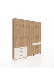 Arges Dolap 11 Raflı 4 Çekmeceli 2 Askılı 220x30x243 Çam-Çam/Aytaşı