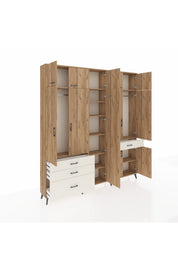 Arges Dolap 11 Raflı 4 Çekmeceli 2 Askılı 220x30x243 Çam-Çam/Aytaşı
