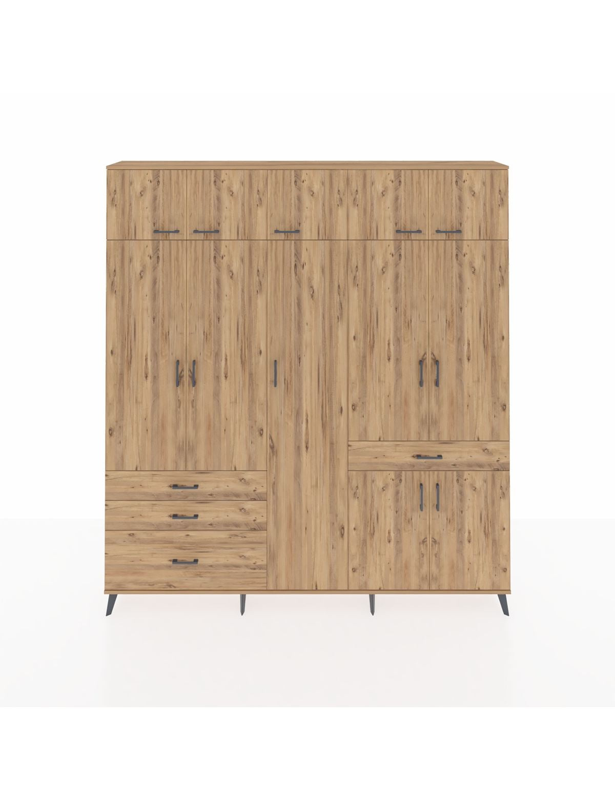 Arges Gardrop 11 Raflı 4 Çekmeceli 2 Askılı 220x30x243 Çam-Çam