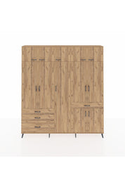 Arges Gardrop 11 Raflı 4 Çekmeceli 2 Askılı 220x30x243 Çam-Çam