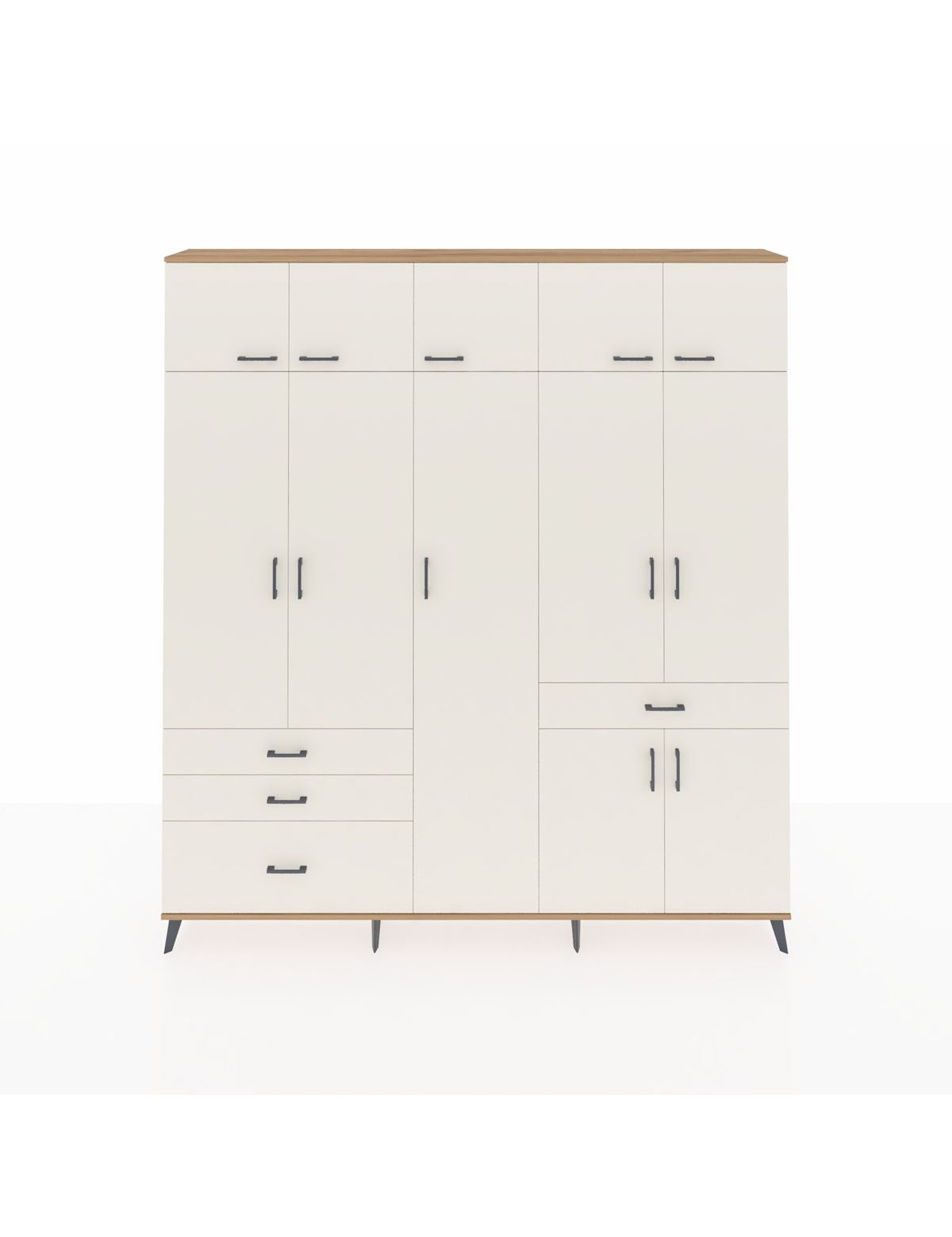 Arges Gardrop 11 Raflı 4 Çekmeceli 2 Askılı 220x30x243 Çam-Aytaşı