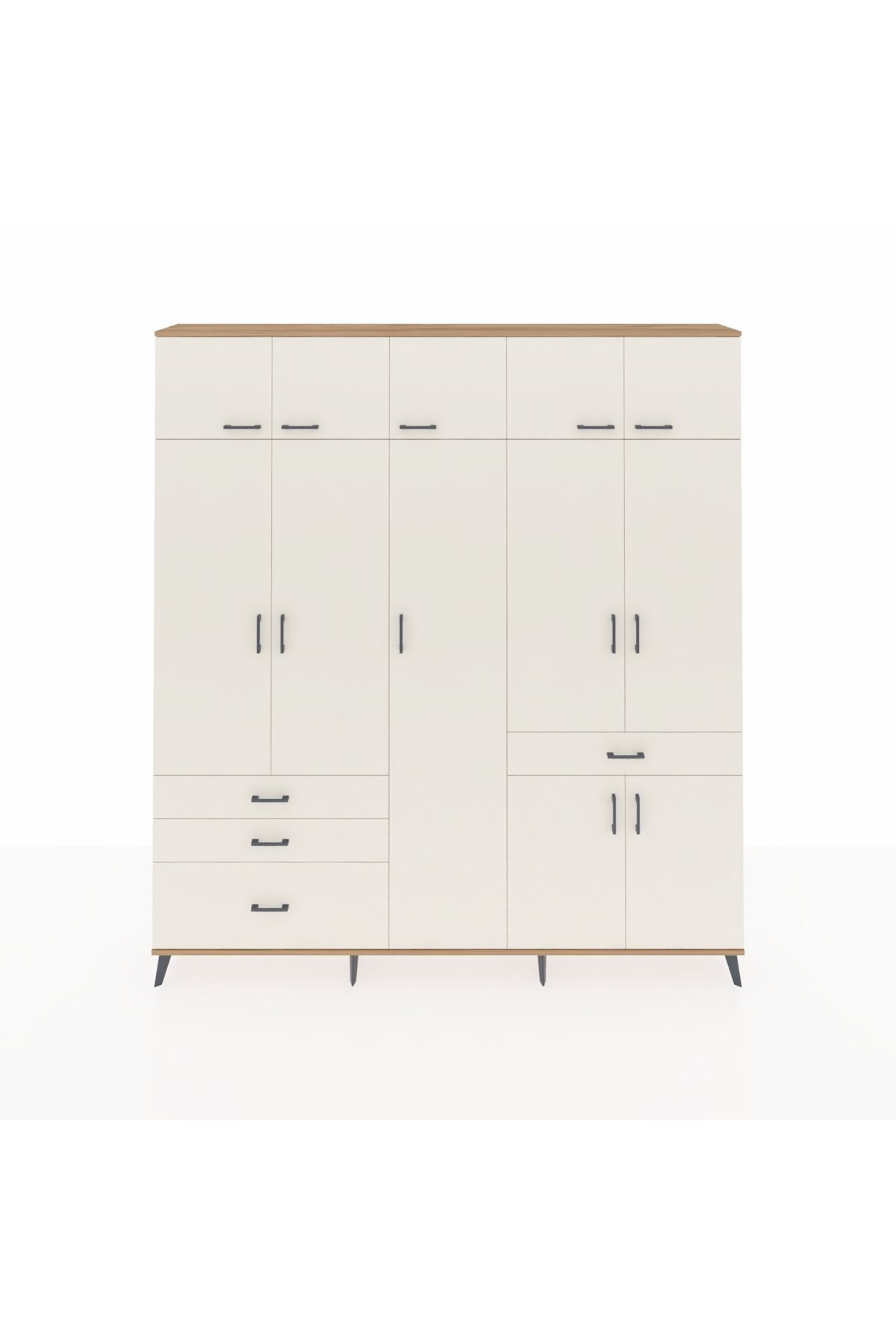 Arges Gardrop 11 Raflı 4 Çekmeceli 2 Askılı 220x30x243 Çam-Aytaşı