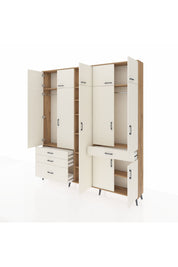 Arges Gardrop 11 Raflı 4 Çekmeceli 2 Askılı 220x30x243 Çam-Aytaşı