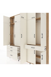 Arges Gardrop 11 Raflı 4 Çekmeceli 2 Askılı 220x30x243 Çam-Aytaşı