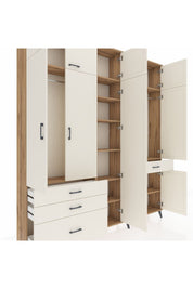 Arges Gardrop 11 Raflı 4 Çekmeceli 2 Askılı 220x30x243 Çam-Aytaşı