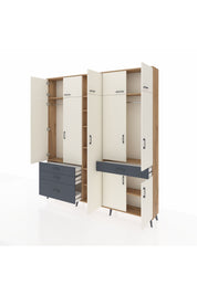 Arges Dolap 11 Raflı 4 Çekmeceli 2 Askılı 220x30x243 Çam-Aytaşı/Antrasit