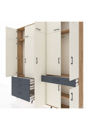 Arges Dolap 11 Raflı 4 Çekmeceli 2 Askılı 220x30x243 Çam-Aytaşı/Antrasit