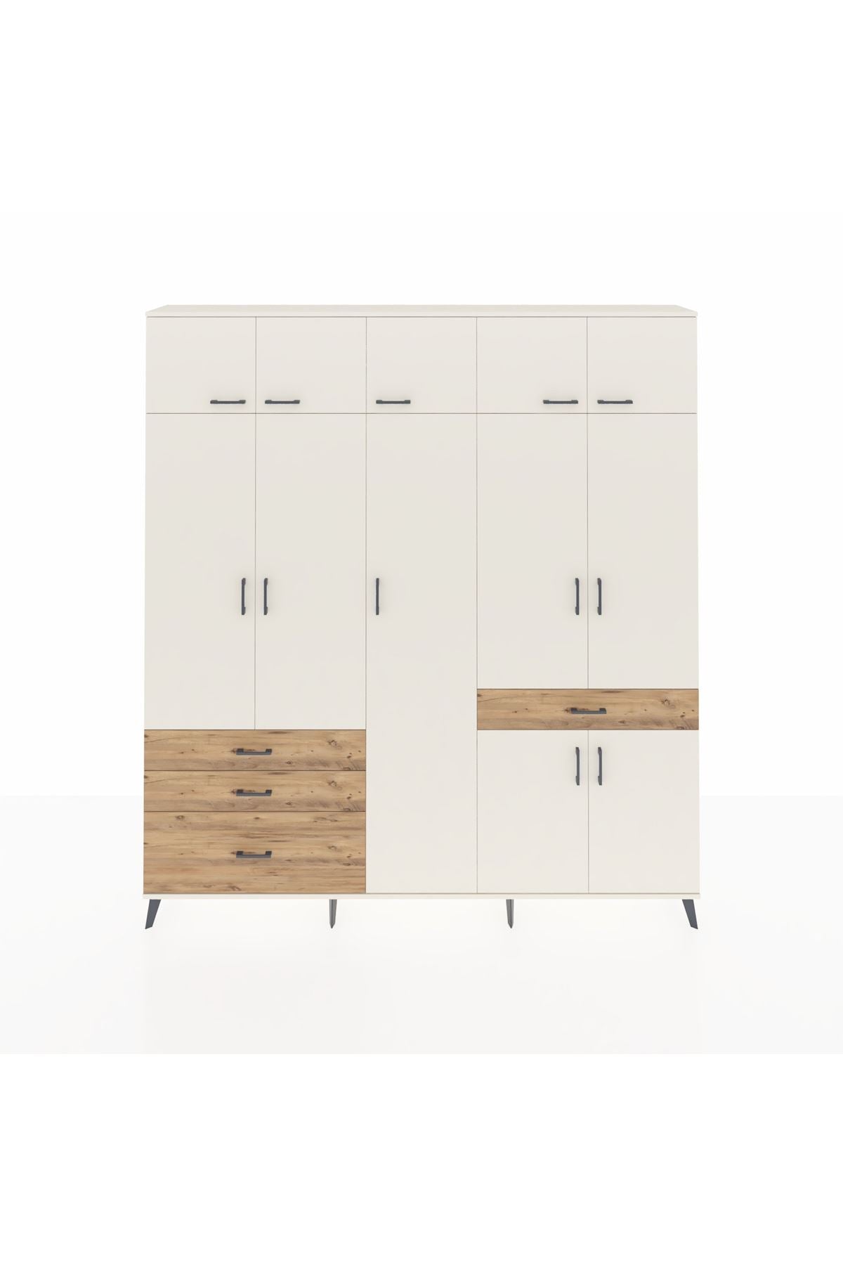 Arges Dolap 11 Raflı 4 Çekmeceli 2 Askılı 220x30x243 Aytaşı-Aytaşı/Çam