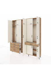 Arges Dolap 11 Raflı 4 Çekmeceli 2 Askılı 220x30x243 Çam-Aytaşı/Çam