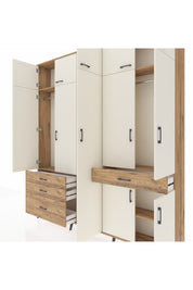 Arges Dolap 11 Raflı 4 Çekmeceli 2 Askılı 220x30x243 Çam-Aytaşı/Çam