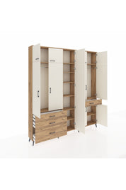Arges Dolap 11 Raflı 4 Çekmeceli 2 Askılı 220x30x243 Çam-Aytaşı/Çam