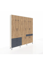 Arges Dolap 8 Raflı 4 Çekmeceli 3 Askılı 220x30x243 Aytaşı-Çam/Antrasit