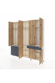Arges Dolap 8 Raflı 4 Çekmeceli 3 Askılı 220x30x243 Aytaşı-Çam/Antrasit