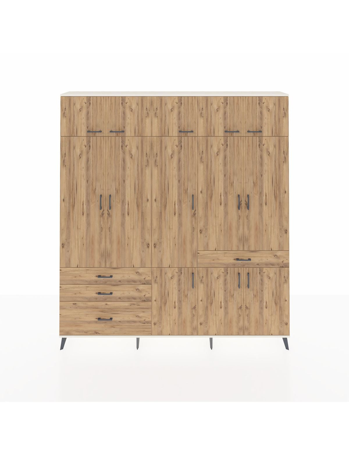 Arges Gardrop 8 Raflı 4 Çekmeceli 3 Askılı 220x30x243 Aytaşı-Çam