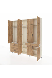 Arges Gardrop 8 Raflı 4 Çekmeceli 3 Askılı 220x30x243 Aytaşı-Çam