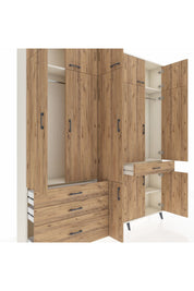 Arges Gardrop 8 Raflı 4 Çekmeceli 3 Askılı 220x30x243 Aytaşı-Çam