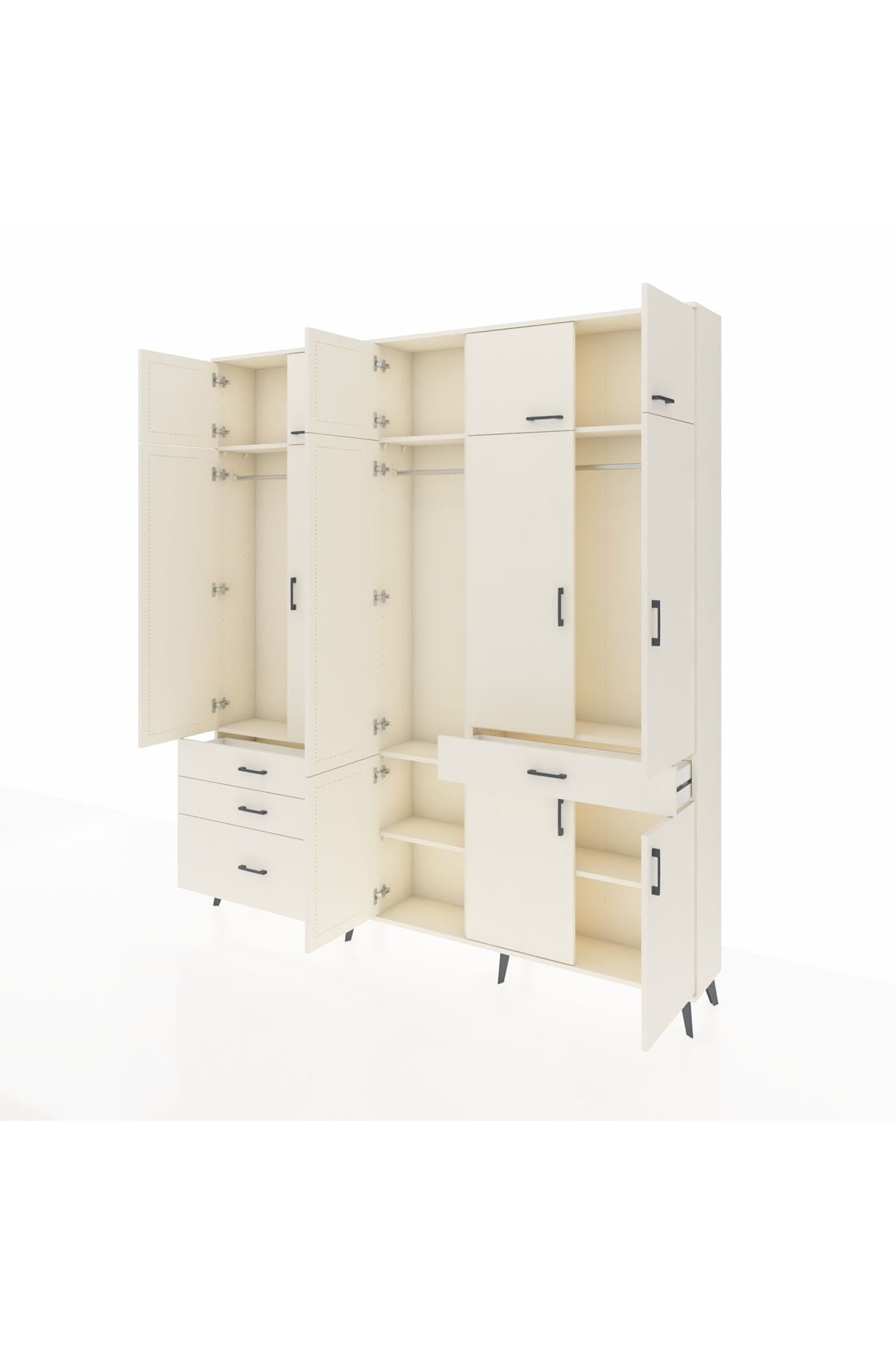 Arges Gardrop 8 Raflı 4 Çekmeceli 3 Askılı 220x30x243 Aytaşı-Aytaşı