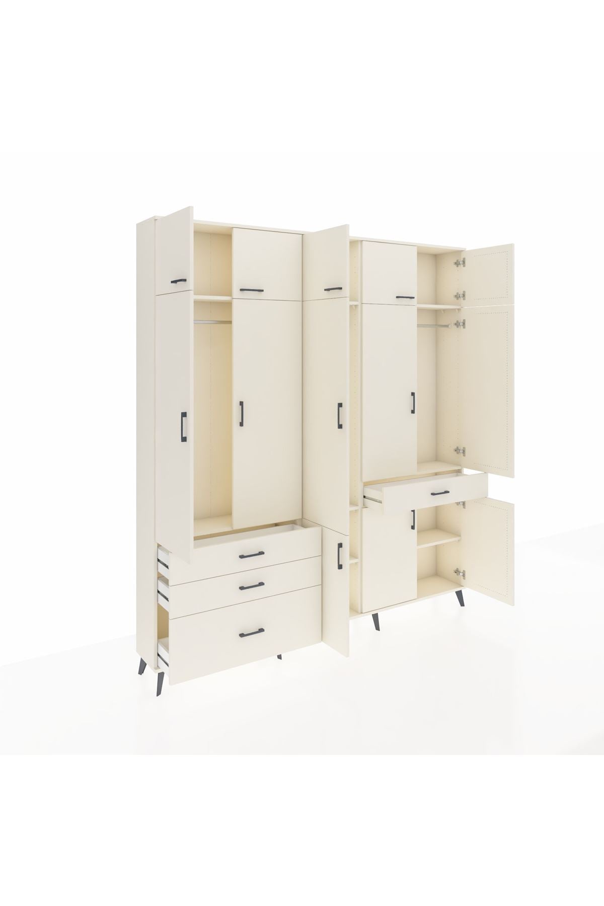 Arges Gardrop 8 Raflı 4 Çekmeceli 3 Askılı 220x30x243 Aytaşı-Aytaşı