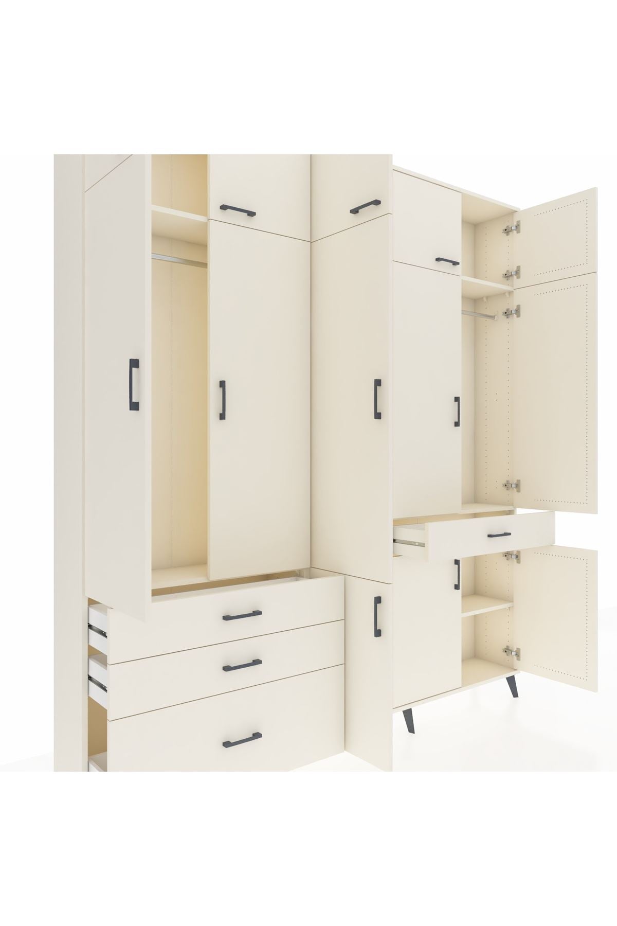 Arges Gardrop 8 Raflı 4 Çekmeceli 3 Askılı 220x30x243 Aytaşı-Aytaşı