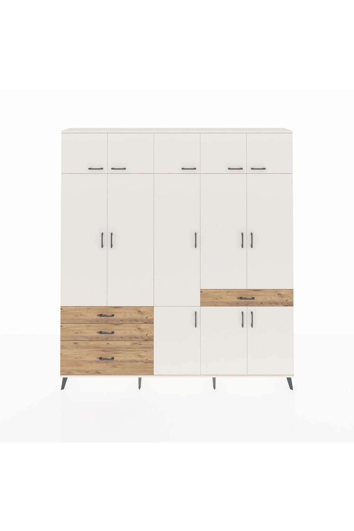 Arges Dolap 8 Raflı 4 Çekmeceli 3 Askılı 220x30x243 Aytaşı-Aytaşı/Çam