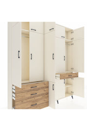 Arges Dolap 8 Raflı 4 Çekmeceli 3 Askılı 220x30x243 Aytaşı-Aytaşı/Çam