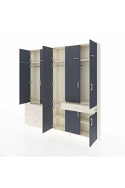 Arges Dolap 8 Raflı 4 Çekmeceli 3 Askılı 220x30x243 Aytaşı-Antrasit/Aytaşı