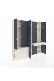 Arges Dolap 8 Raflı 4 Çekmeceli 3 Askılı 220x30x243 Aytaşı-Antrasit/Aytaşı