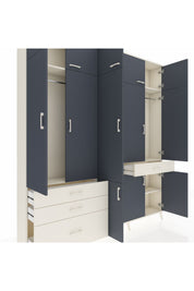 Arges Dolap 8 Raflı 4 Çekmeceli 3 Askılı 220x30x243 Aytaşı-Antrasit/Aytaşı