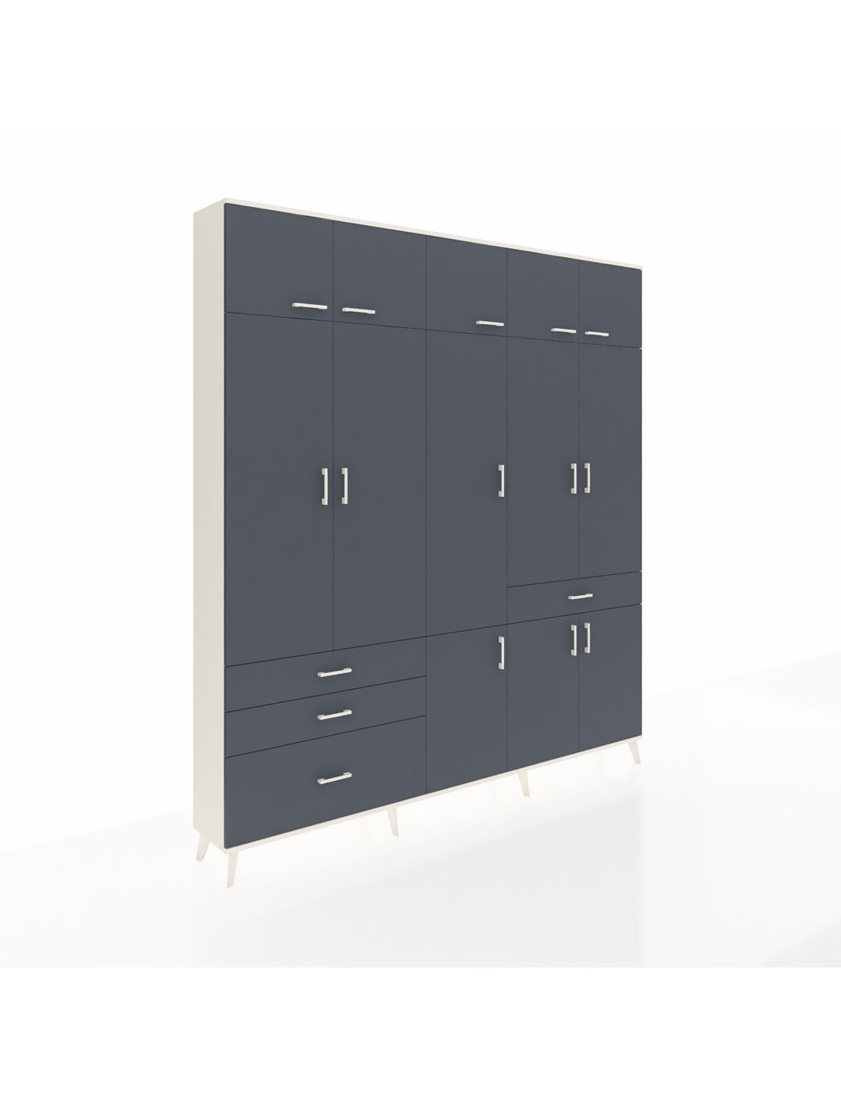 Arges Gardrop 8 Raflı 4 Çekmeceli 3 Askılı 220x30x243 Aytaşı-Antrasit