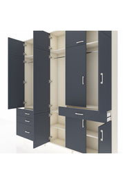 Arges Gardrop 8 Raflı 4 Çekmeceli 3 Askılı 220x30x243 Aytaşı-Antrasit