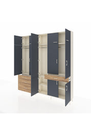 Arges Dolap 8 Raflı 4 Çekmeceli 3 Askılı 220x30x243 Aytaşı-Antrasit/Çam