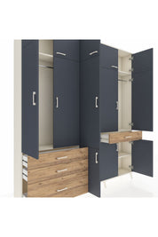 Arges Dolap 8 Raflı 4 Çekmeceli 3 Askılı 220x30x243 Aytaşı-Antrasit/Çam