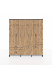 Arges Gardrop 8 Raflı 4 Çekmeceli 3 Askılı 220x30x243 Antrasit-Çam