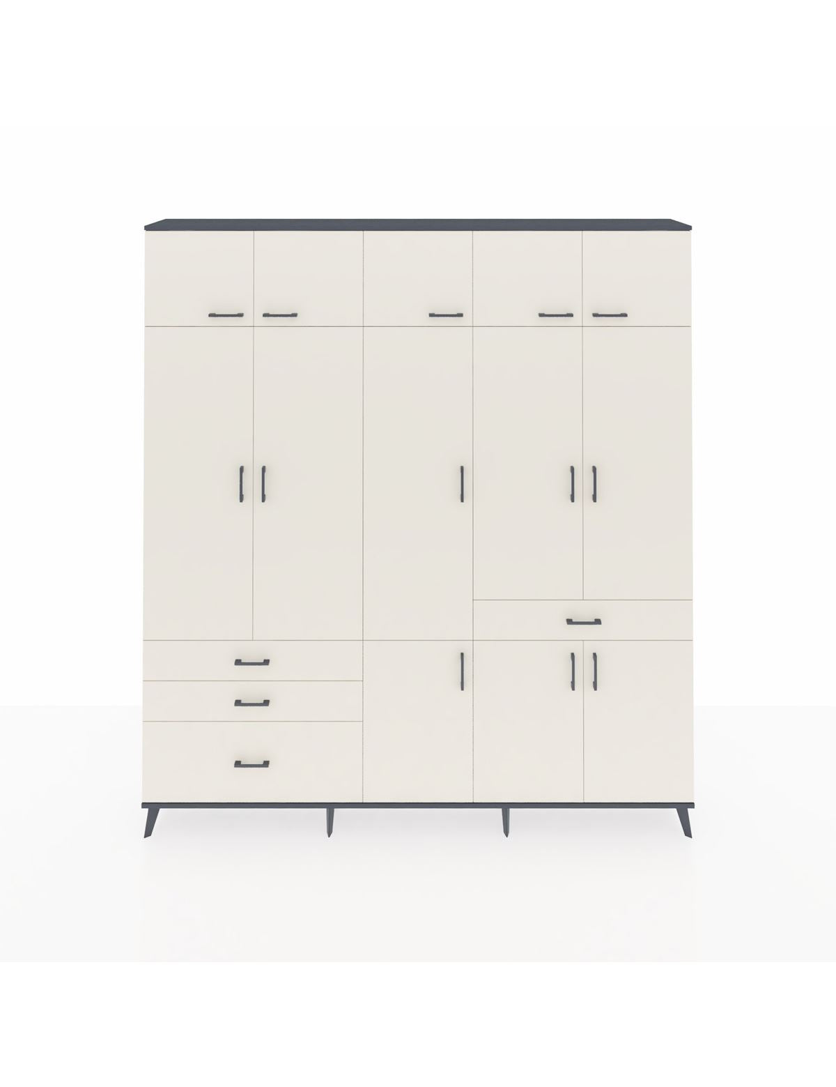 Arges Gardrop 8 Raflı 4 Çekmeceli 3 Askılı 220x30x243 Antrasit-Aytaşı