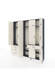 Arges Gardrop 8 Raflı 4 Çekmeceli 3 Askılı 220x30x243 Antrasit-Aytaşı