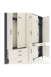 Arges Gardrop 8 Raflı 4 Çekmeceli 3 Askılı 220x30x243 Antrasit-Aytaşı