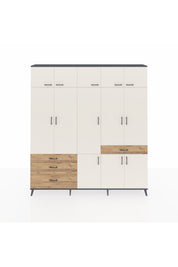 Arges Dolap 8 Raflı 4 Çekmeceli 3 Askılı 220x30x243 Antrasit-Aytaşı/Çam