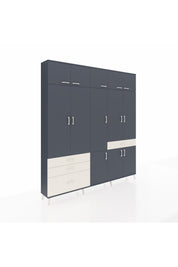 Arges Dolap 8 Raflı 4 Çekmeceli 3 Askılı 220x30x243 Antrasit-Antrasit/Aytaşı