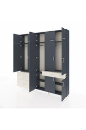 Arges Dolap 8 Raflı 4 Çekmeceli 3 Askılı 220x30x243 Antrasit-Antrasit/Aytaşı